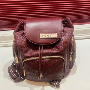 DKNY Maroon Leather Backpack